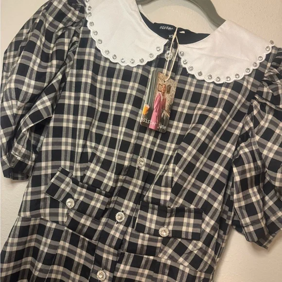 NWT Sister Jane contrast mini dress in plaid - Picture 4 of 6